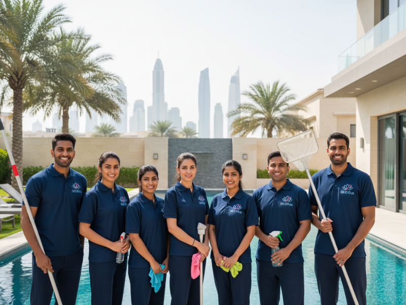 As Lotus professional team ready to assist clients with home services in Dubai, including sanitizing, cleaning, plumbing, and handyman solutions